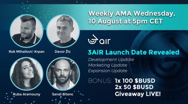 3air Weekly AMA, 10th August 2022 @5PM CET - Token Listing Date Announcement